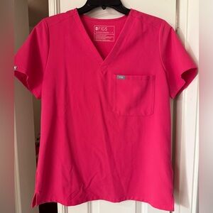 FIGS Shocking Pink Catarina- One Pocket Scrub Top